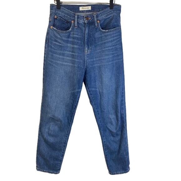 Madewell The Momjean in Downey Wash Medium Wash Denim Lightly Distressed Sz 26 - Picture 1 of 13